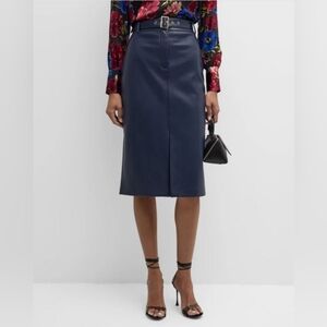 🌟 Elie Tahari Kris Belted Faux Leather Skirt, Peacoat Blue (4)